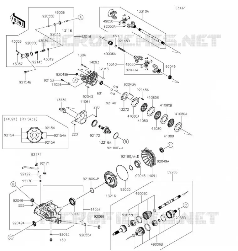 DRIVE SHAFT(ARRI&Egrave;RE) Kawasaki SSV 800 2021 TERYX4  KRT800GMFNN