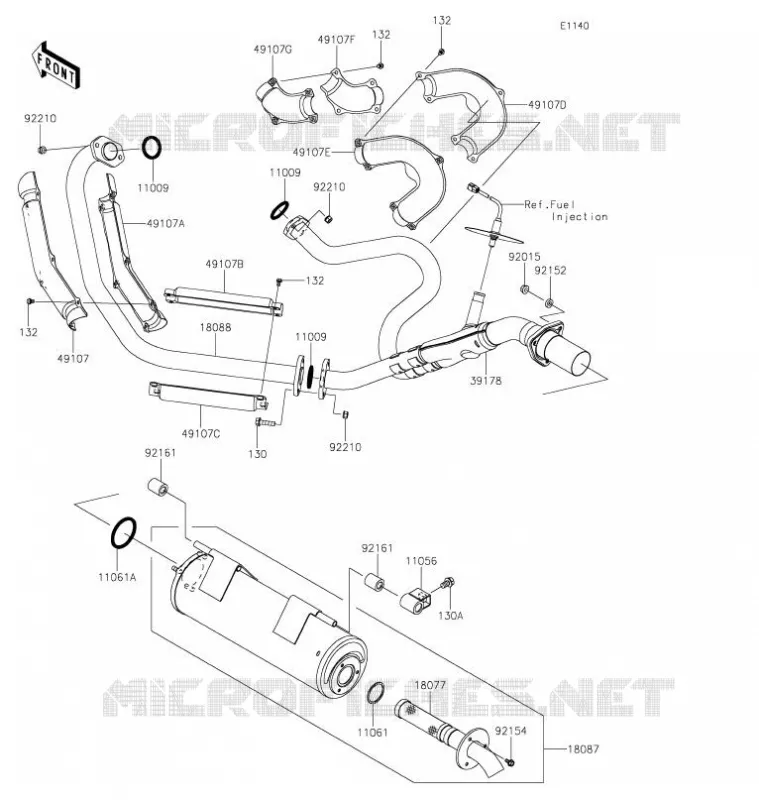 EXHAUST Kawasaki SSV 800 2021 TERYX4  KRT800GMFNN