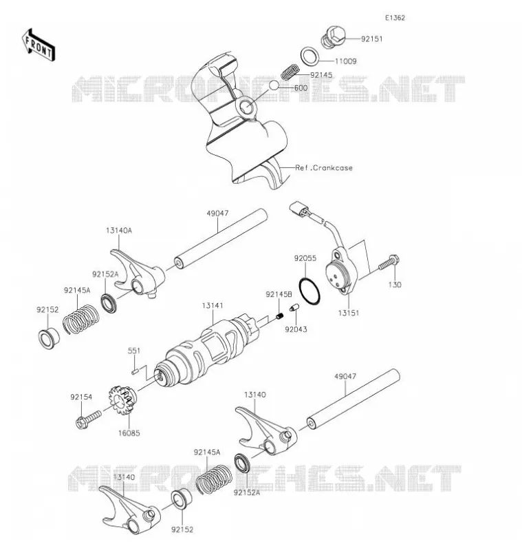 GEAR CHANGE DRUM - SHIFT FORKS Kawasaki SSV 800 2021 TERYX4  KRT800HMFNN