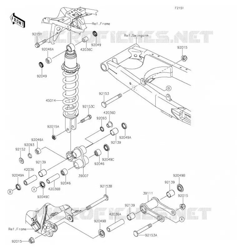 SUSPENSION - SHOCK ABSORBER Kawasaki TOUT-TERRAIN 140 2021 KLX140  KLX140AMFNN