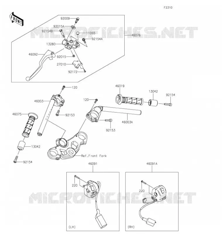 HANDLEBAR Kawasaki MOTOS 400 2021 NINJA 400  EX400GMFAL