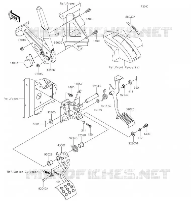 BRAKE PEDAL - THROTTLE LEVER Kawasaki SSV 820 2022 MULE PRO-FX  KAF820ENFNN