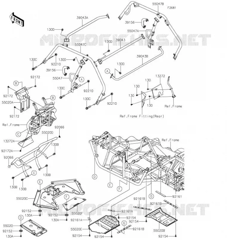 PROTECTION - CHASSIS CAB Kawasaki SSV 800 2021 TERYX4  KRF800JMFNN