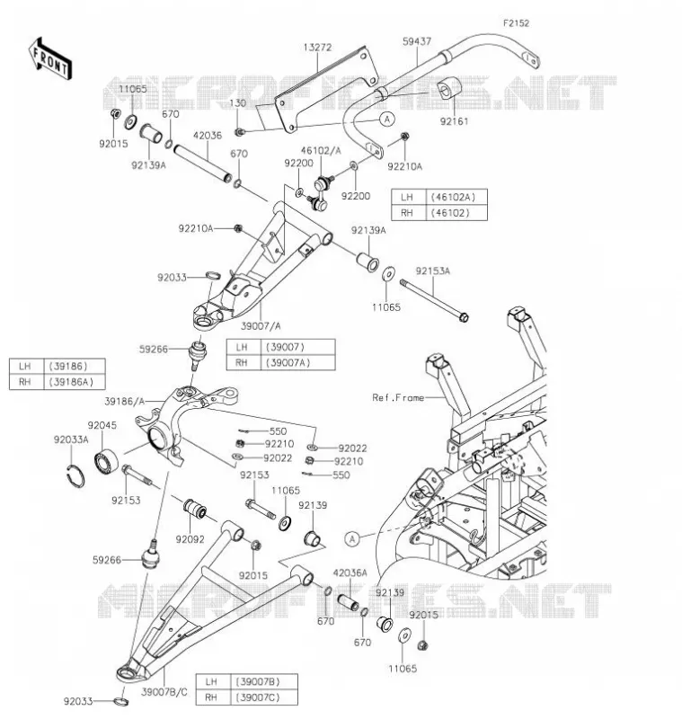 FRONT SUSPENSION - SHOCK ABSORBER Kawasaki SSV 800 2021 TERYX4  KRT800KMFNN