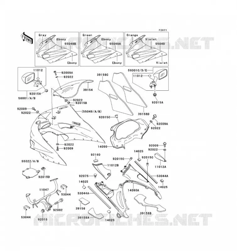 COWLING Kawasaki MOTOS 1100 1993 ZZ-R1100  ZX1100-D1