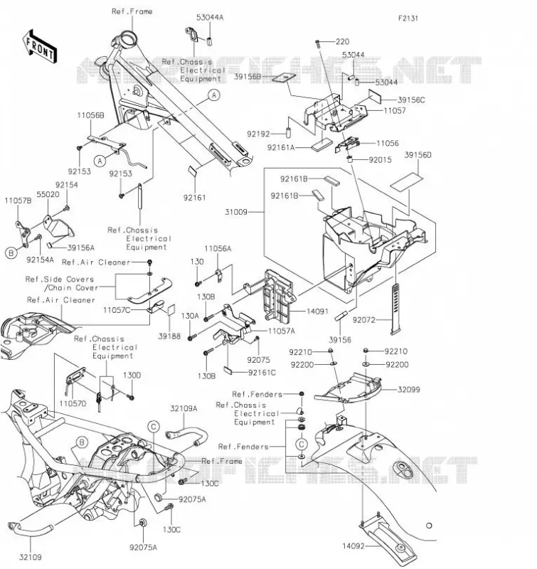 FRAME PARTS (COUVERTURE) Kawasaki MOTOS 800 2023 W800  EJ800DPFNN