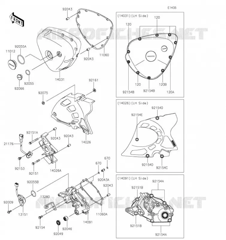 LEFT ENGINE COVER Kawasaki MOTOS 800 2023 W800  EJ800DPFNN