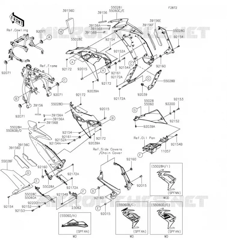 LOWER COWLING Kawasaki MOTOS 650 2023 NINJA 650  EX650SPFAN