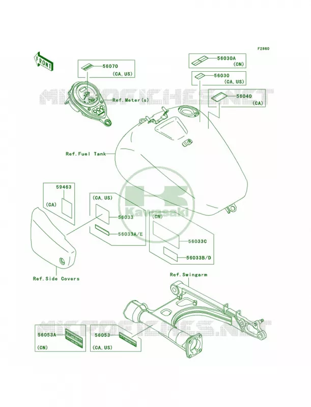 Labels Kawasaki MOTOS 1500 2007 Vulcan 1500 Classic  VN1500N7FA