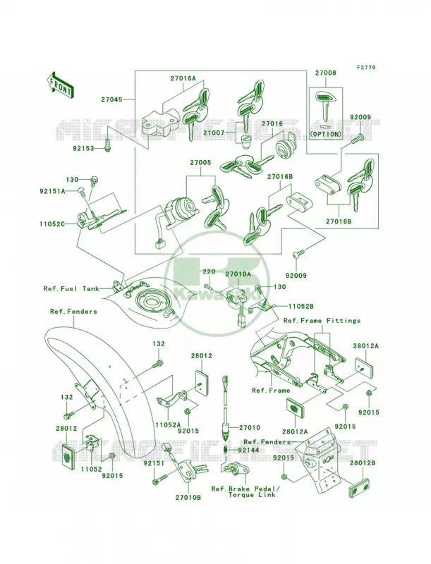 Ignition SwitchLocksReflectors Kawasaki MOTOS 1600 2007 Vulcan 1600 Mean Streak  VN1600B7FA