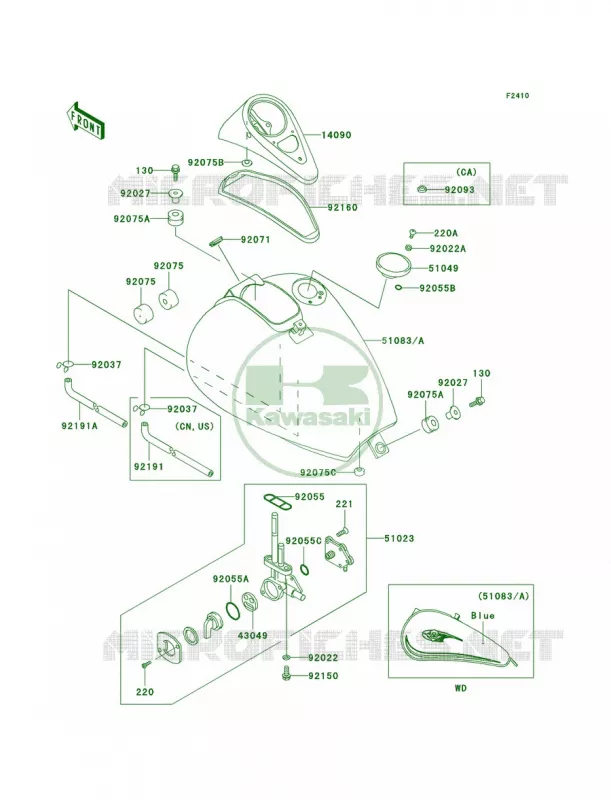 Fuel Tank Kawasaki MOTOS 500 2005 Vulcan 500 LTD  EN500-C10