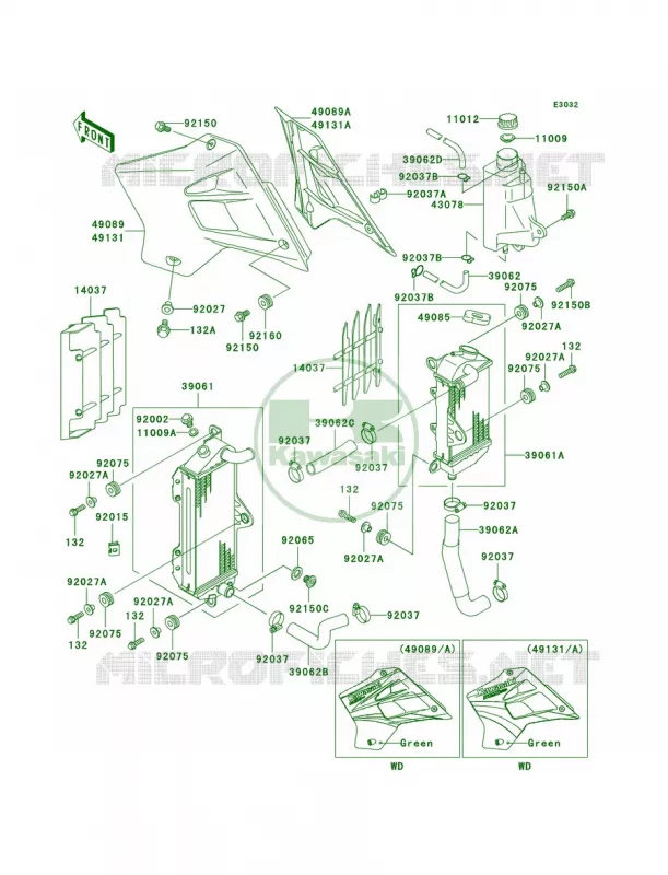 Radiator Kawasaki MOTOS 200 2005 KDX200  KDX200-H11