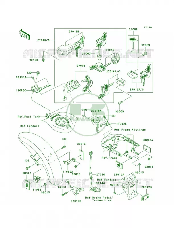 Ignition SwitchLocksReflectors Kawasaki MOTOS 1600 2005 Vulcan 1600 Mean Streak  VN1600-B2