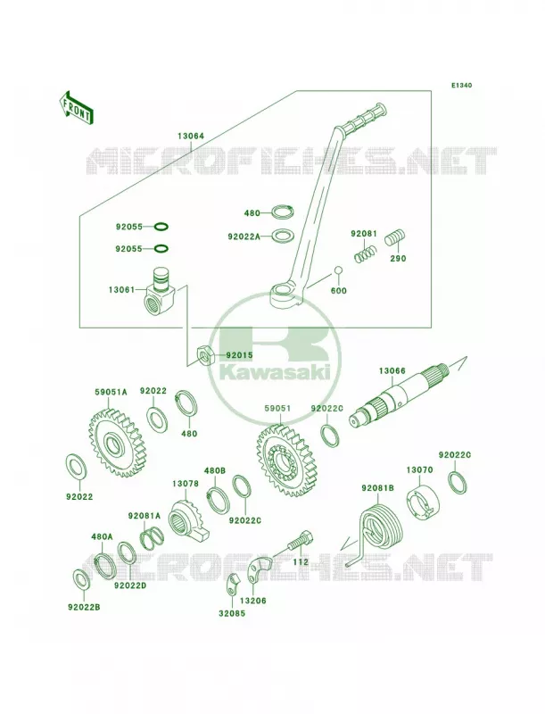 Kickstarter Mechanism Kawasaki MOTOS 220 2005 KDX220R  KDX220-A12