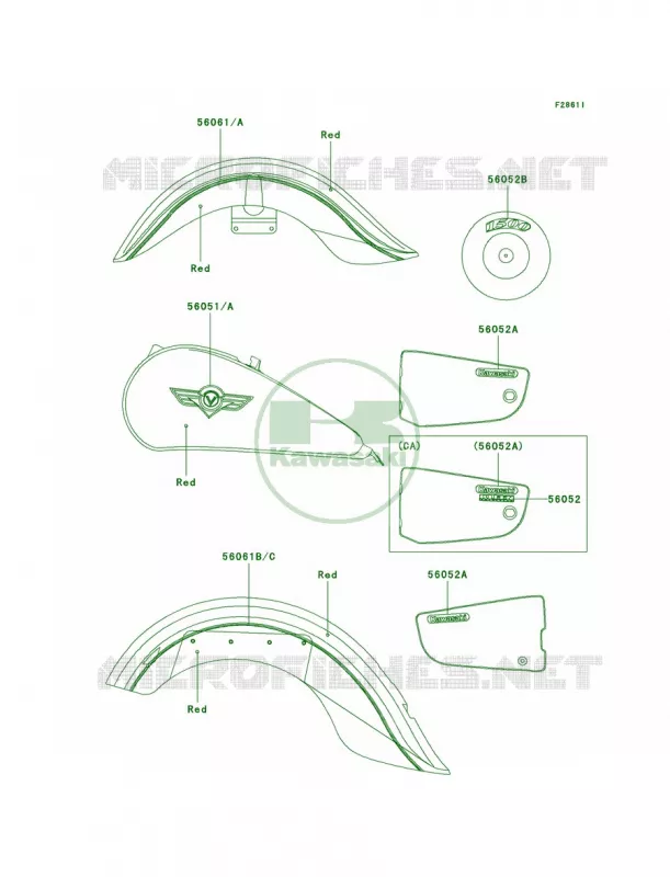 DecalsRedVN1500-E6 Kawasaki MOTOS 1500 2003 Vulcan 1500 Classic  VN1500-E6