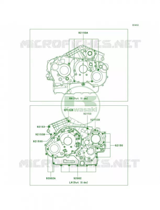 Crankcase Bolt PatternA1A2 Kawasaki MOTOS 1600 2003 Vulcan 1600 Classic  VN1600-A1