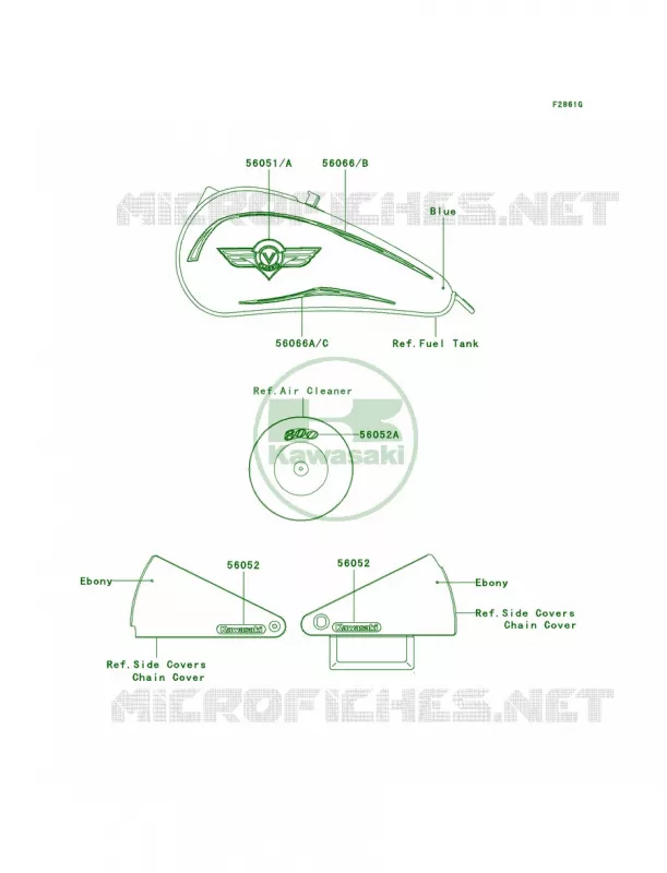 DecalsBlueVN800-B9 Kawasaki MOTOS 800 2003 Vulcan 800 Classic  VN800-B8