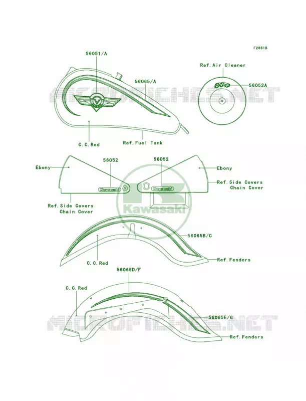 DecalsC.C.RedVN800-B7 Kawasaki MOTOS 800 2003 Vulcan 800 Classic  VN800-B8