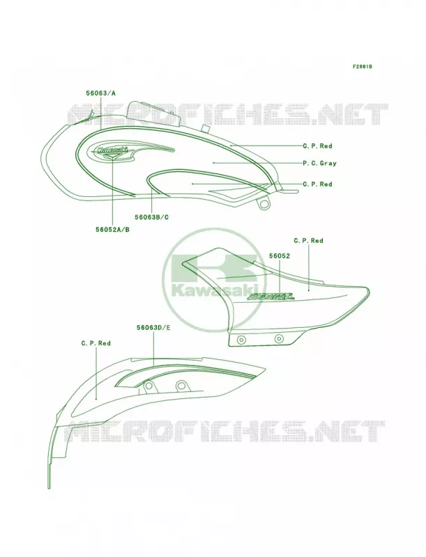 DecalsRedGrayA5A6 Kawasaki MOTOS 125 2002 Eliminator 125  BN125-A5