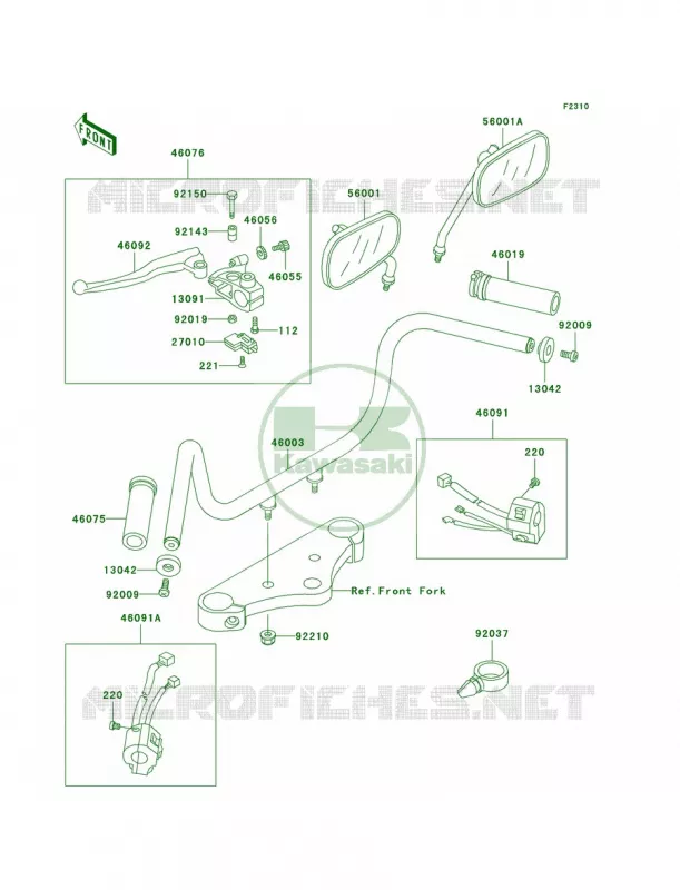 Handlebar Kawasaki MOTOS 500 2002 Vulcan 500 LTD  EN500-C7