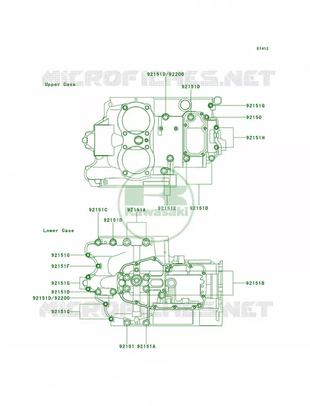 Crankcase Bolt Pattern Kawasaki MOTOS 650 2001 W650  EJ650-A3