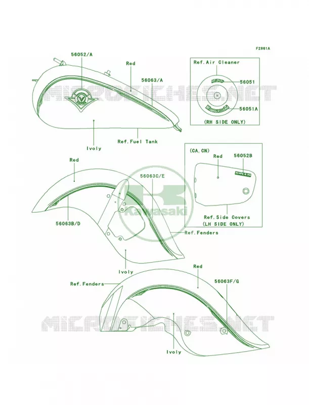 DecalsRedIvoryR1 Kawasaki MOTOS 1500 2001 Vulcan 1500 Drifter  VN1500-R1