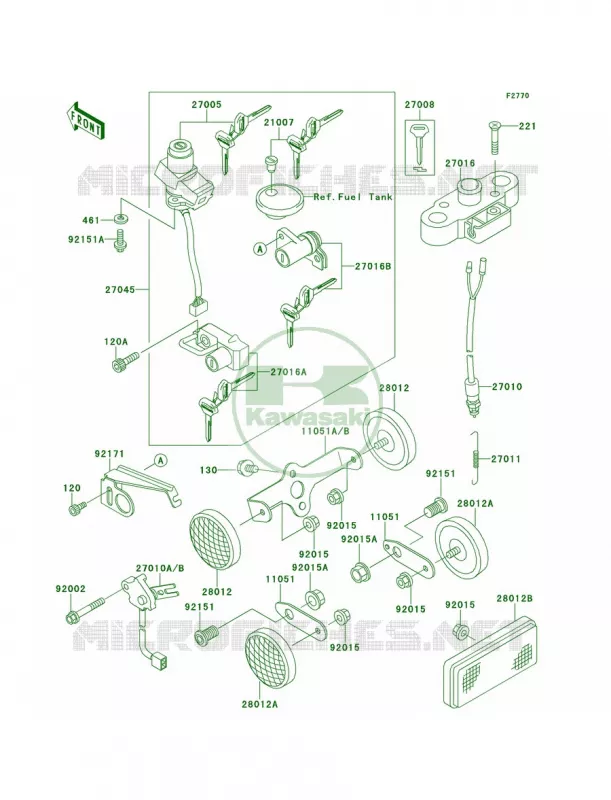 Ignition SwitchLocksReflectors Kawasaki MOTOS 650 2000 W650  EJ650-A2