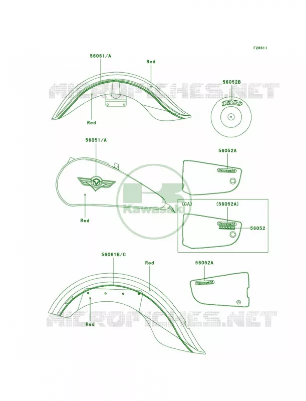 DecalsRedVN1500-E6 Kawasaki MOTOS 1500 2000 Vulcan 1500 Classic  VN1500-E3