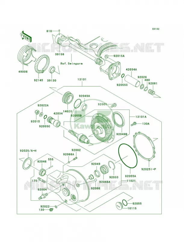 Drive ShaftFinal Gear Kawasaki MOTOS 1500 2000 Vulcan 1500 Classic  VN1500-E3