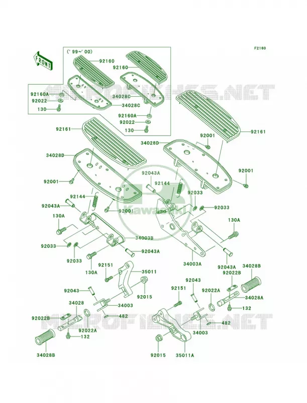 Footrests Kawasaki MOTOS 1500 2000 Vulcan 1500 Classic  VN1500-E3
