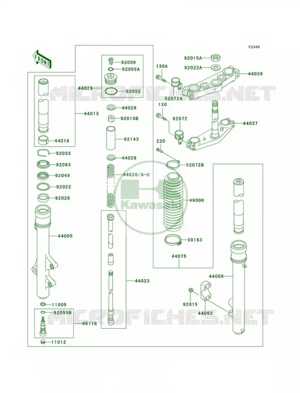 Front Fork Kawasaki MOTOS 200 2004 KDX200  KDX200-H10
