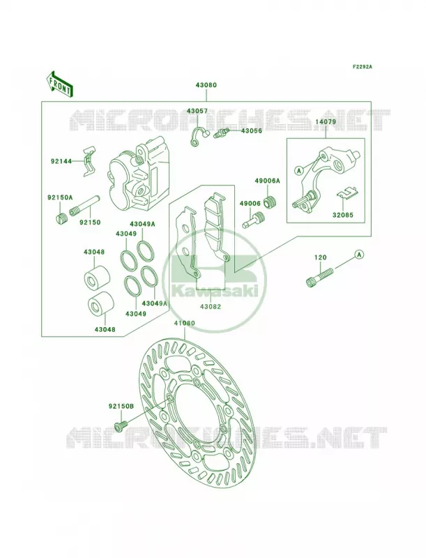 Front BrakeA11A12 Kawasaki MOTOS 220 2004 KDX220R  KDX220-A11