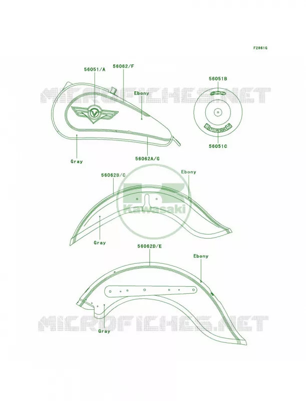 DecalsEbonyGrayVN800-B4 Kawasaki MOTOS 800 1996 Vulcan 800 Classic  VN800-B1