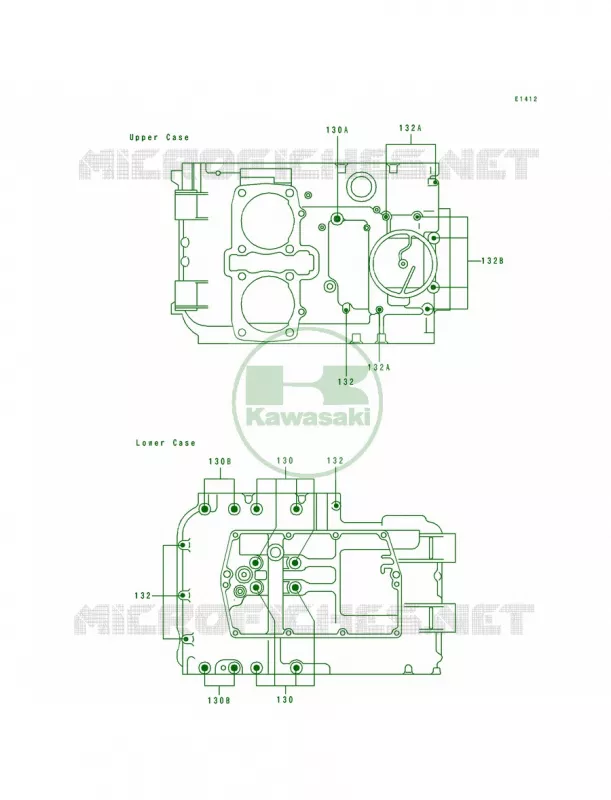 Crankcase Bolt Pattern Kawasaki MOTOS 500 1995 Vulcan 500  EN500-A6