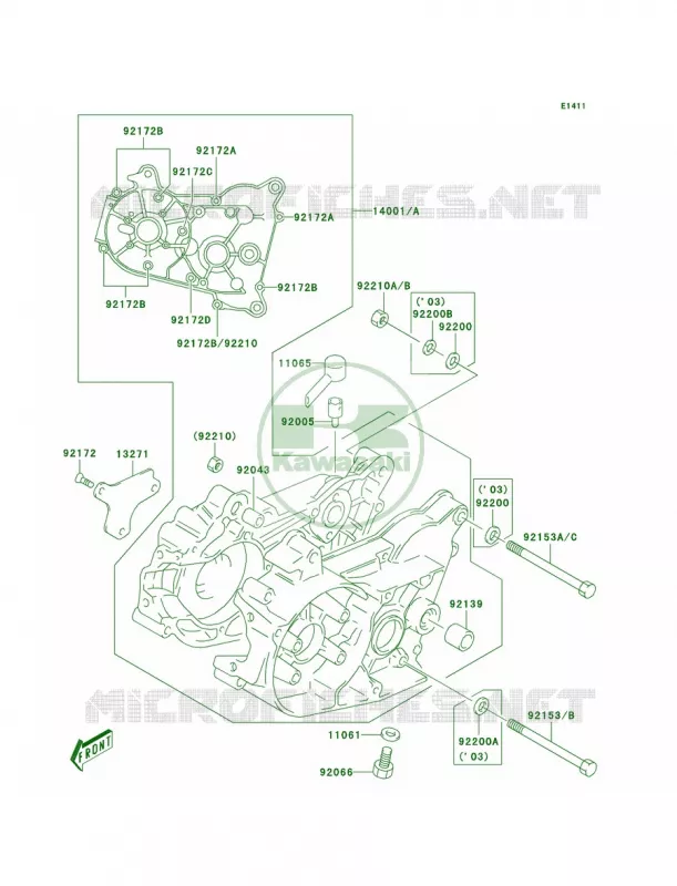 Crankcase Kawasaki MOTOS 50 2004 KDX50  KDX50-A2