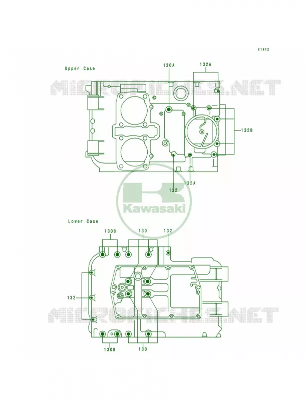 Crankcase Bolt Pattern Kawasaki MOTOS 500 1994 Vulcan 500  EN500-A5