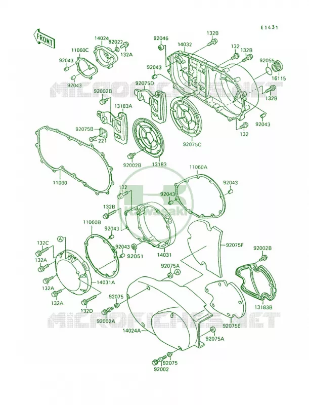 Engine Covers Kawasaki MOTOS 1500 1992 Vulcan 88  VN1500-A6