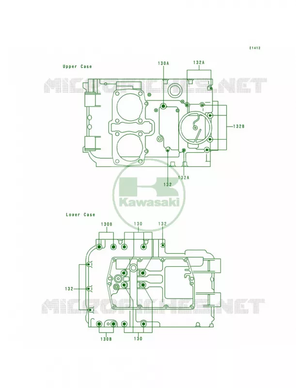 Crankcase Bolt Pattern Kawasaki MOTOS 500 1991 Vulcan 500  EN500-A2