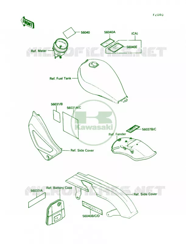 Labels Kawasaki MOTOS 450 1990 454 LTD  EN450-A6