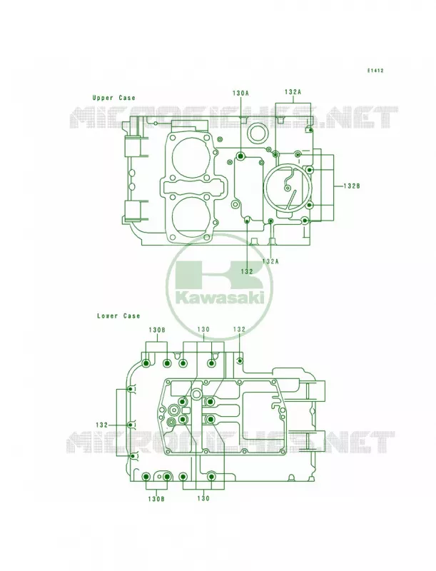 Crankcase Bolt Pattern Kawasaki MOTOS 500 1990 Vulcan 500  EN500-A1