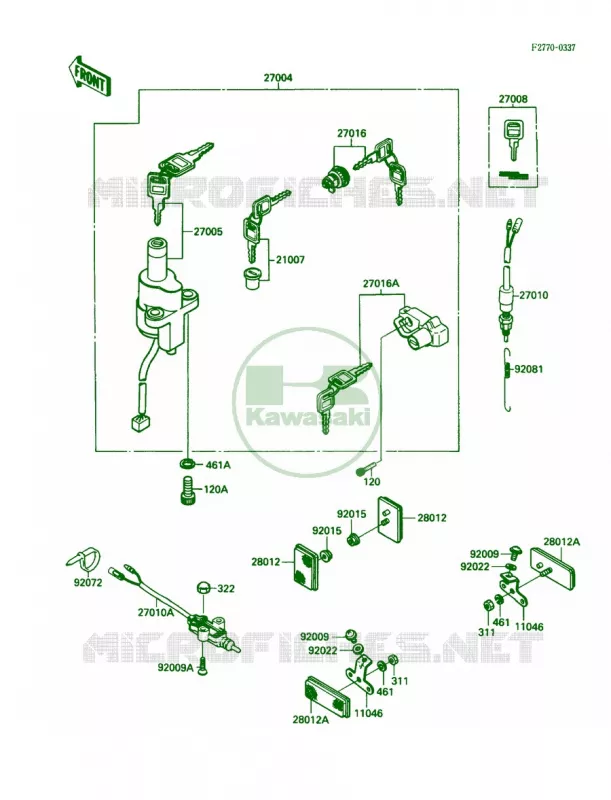Ignition SwitchLocksReflectors Kawasaki MOTOS 250 1989 Eliminator 250  EL250-B3