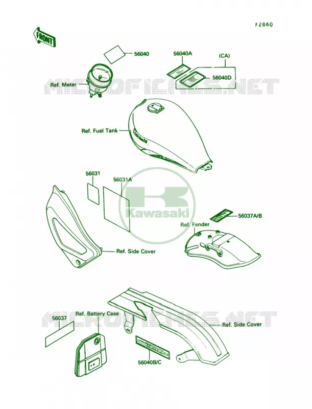 Labels Kawasaki MOTOS 450 1988 454 LTD  EN450-A4