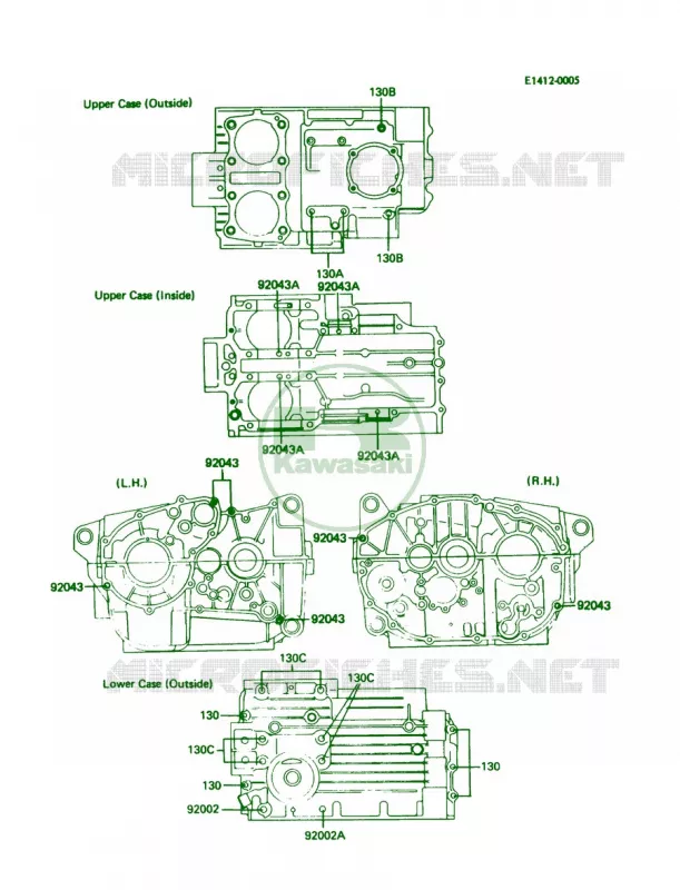 Crankcase Bolt Pattern Kawasaki MOTOS 305 1987 LTD  KZ305-B2