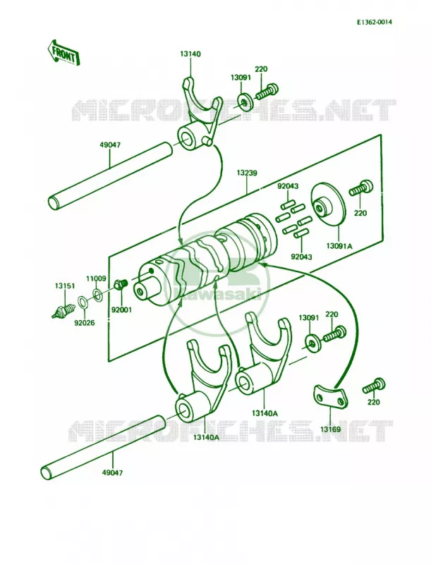 Gear Change DrumShift Forks Kawasaki MOTOS 305 1987 LTD  KZ305-B2