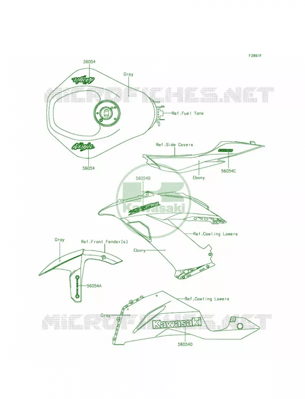 DecalsGrayFFF Kawasaki MOTOS 636 2015 Ninja ZX-6R  ZX636FFFA