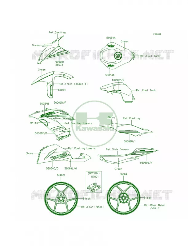 DecalsGreenFFFA Kawasaki MOTOS 636 2015 Ninja ZX-6R  ZX636FFFA