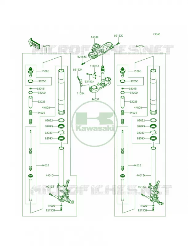Front ForkFFFA Kawasaki MOTOS 1400 2015 Ninja ZX-14R ABS  ZX1400FFFA
