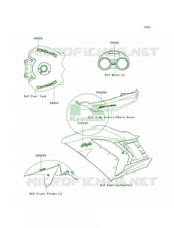 DecalsOrangeGreen Kawasaki MOTOS 1400 2014 Ninja ZX-14R  ZX1400EEFA