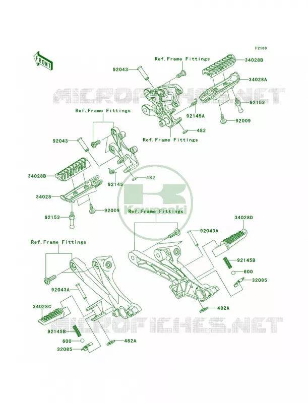 Footrests Kawasaki MOTOS 1400 2014 Ninja ZX-14R  ZX1400EEFA