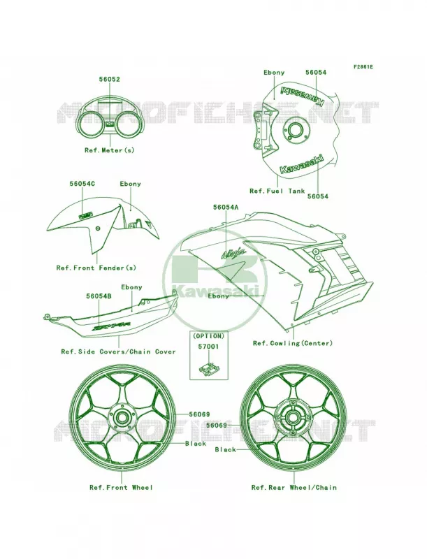 DecalsEbonyFEFA Kawasaki MOTOS 1400 2014 Ninja ZX-14R ABS  ZX1400FEFA
